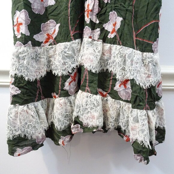 Entro Anthropologie Size M Floral Babydoll Flowy Romantic Fun Dress Strappy Gree - Picture 4 of 10